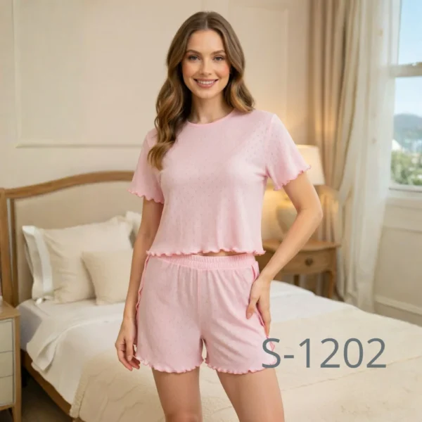 жіноча бавовняна піжама шорти футболка